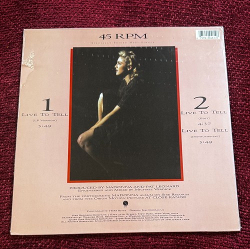MADONNA SEALED MINT LIVE TO TELL 12" VINYL RECORD SINGLE PROMO RANGE TRUE BLUE - Picture 2 of 8