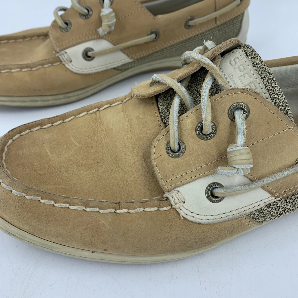 Sperrys women s 10 boat deck shoes dock top siders leather neutral