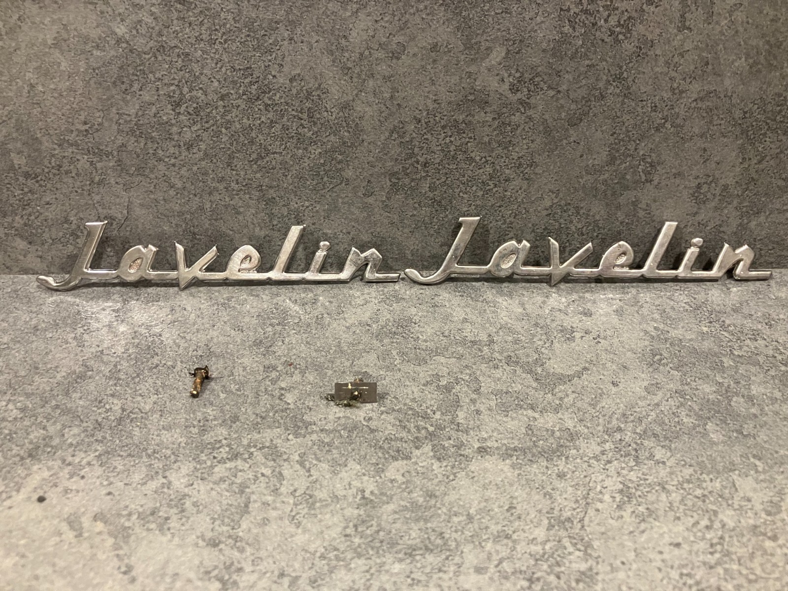 Two Vintage 1956 30 HP Johnson Javelin Outboard Boat Motor Cowl Name