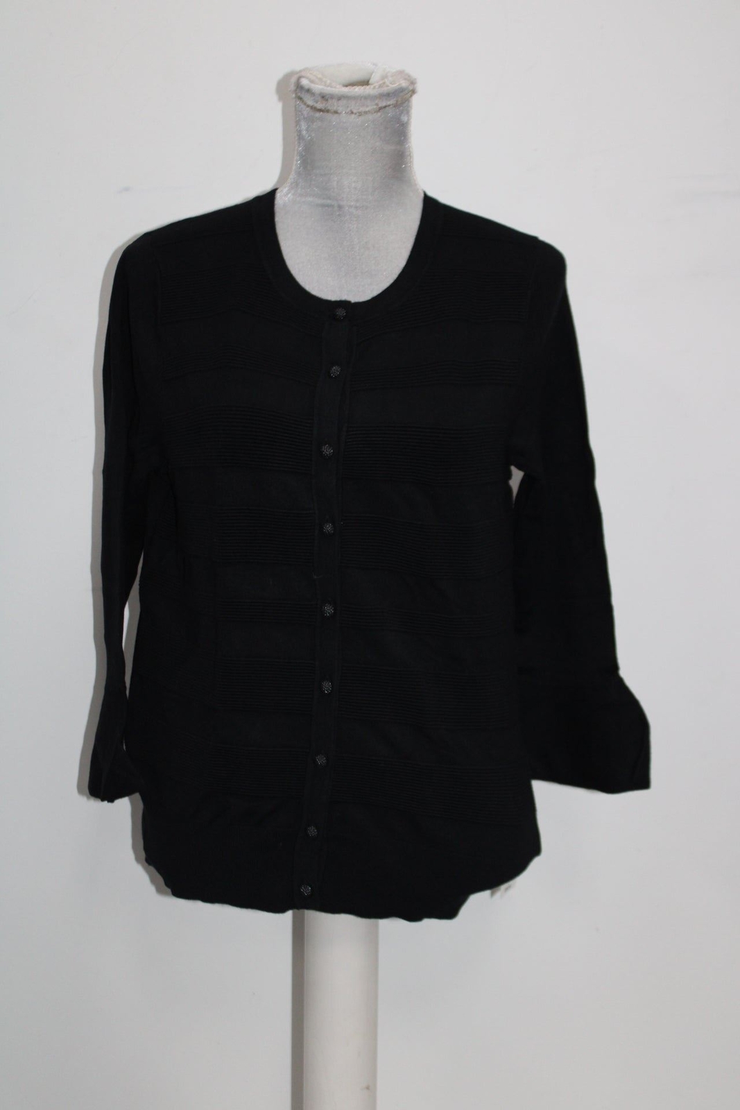 Charter Club Bell-Sleeve Cardigan (Deep Black, M)