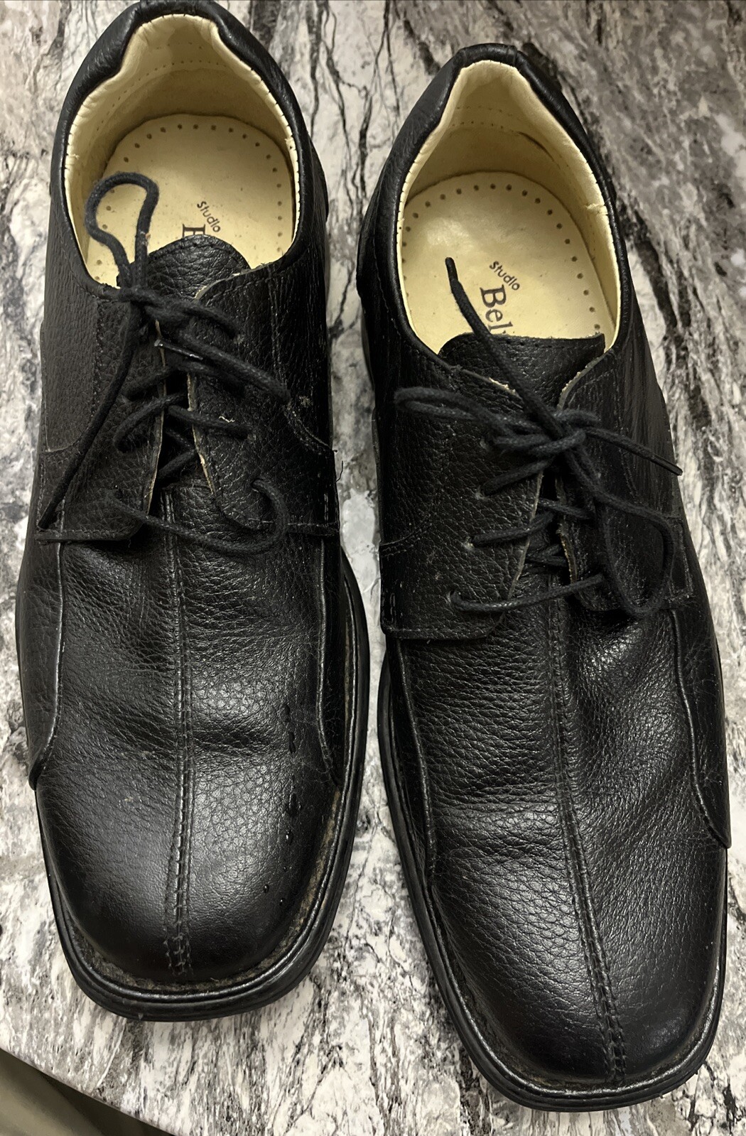 SAOLA Scarpe eleganti Studio Belvedere *extra larghe* stringate in pelle nera da uomo taglia 9EEB