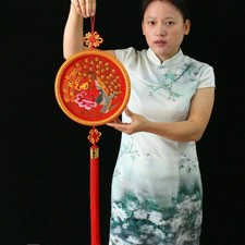 Chinesisch Wandbehänge Anhänger Stickerei Pfau Koi Wohndeko Handwerk Retro Gift