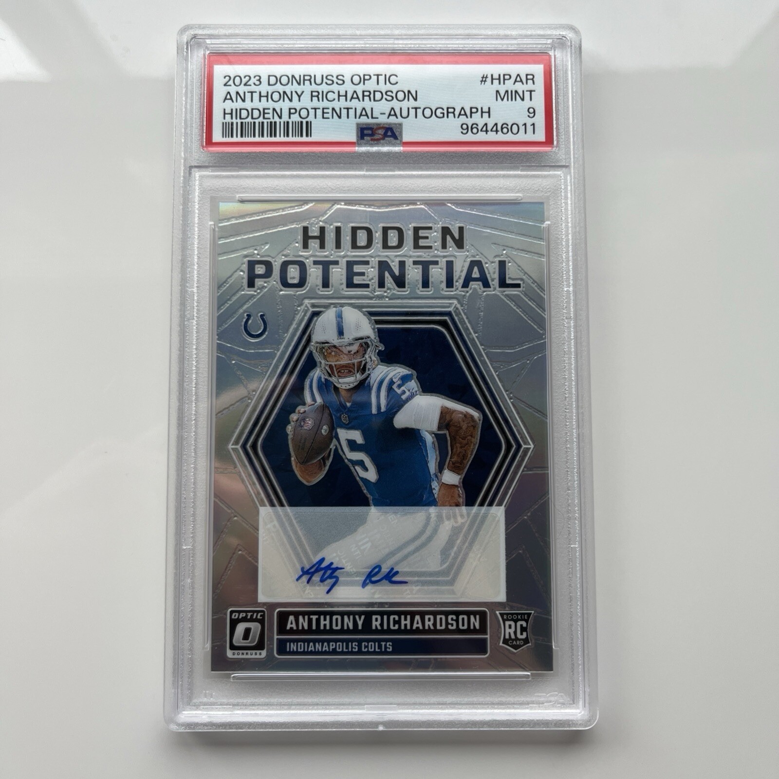 2023 Donruss Optic 16/25 Silver Hidden Potential Autograph Anthony Richardson