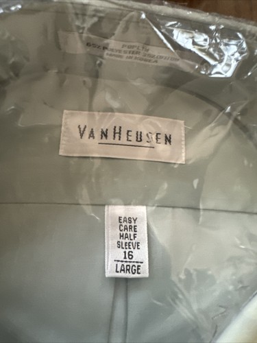 Van Heusen Half Sleeve Easy Care Poplin Dress Shirt Size 16 Large New With Tags - Picture 6 of 9