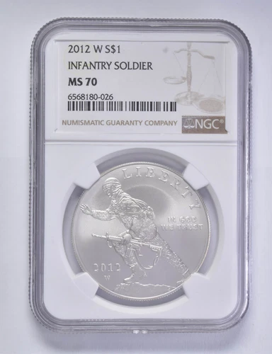 MS70 2012-W Infantry Soldier Commemorative Silver Dollar $1 NGC Brown Lbl