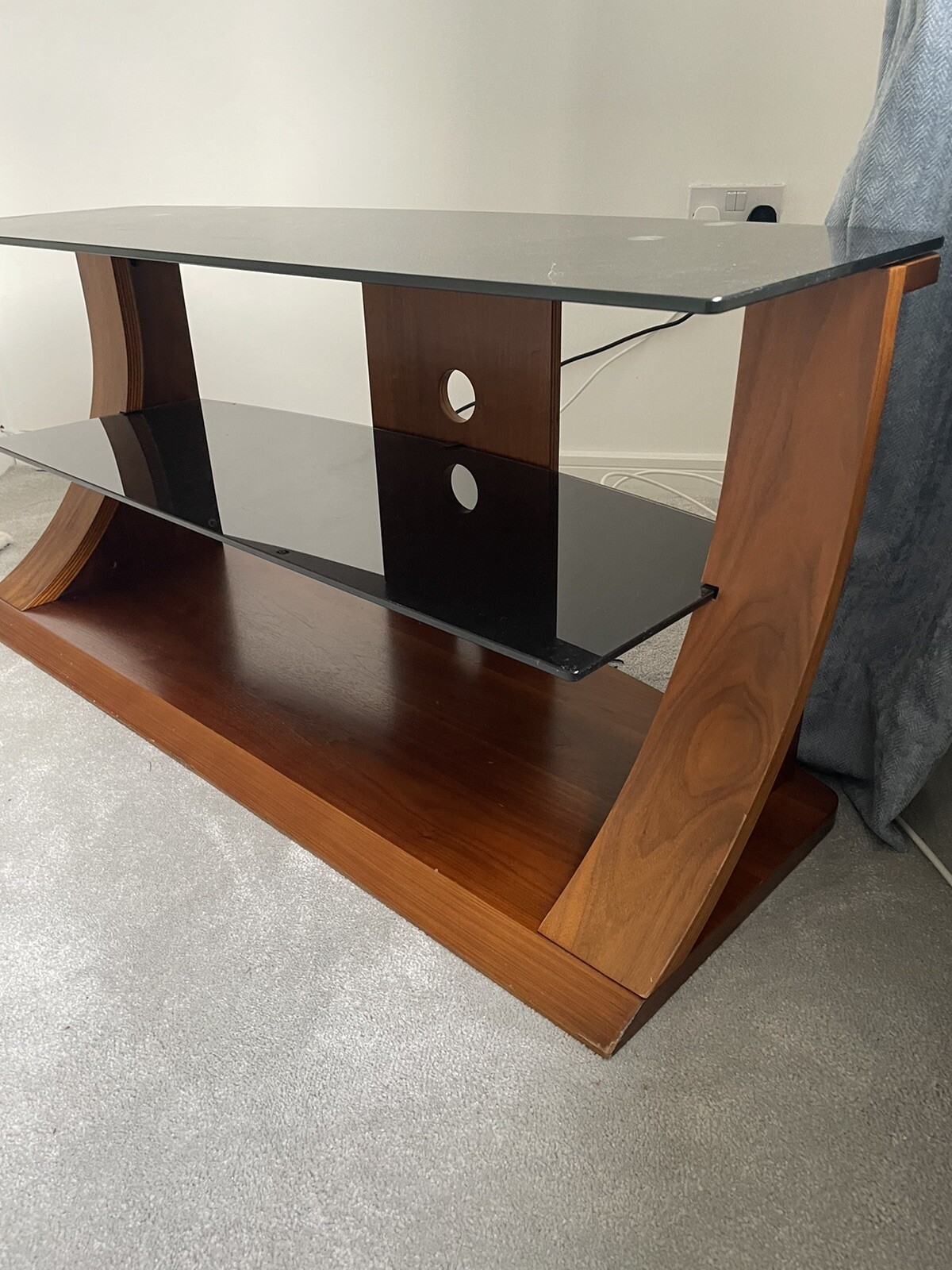 Black Glass Tv Stand eBay