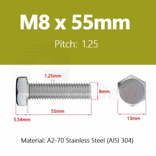 M6 M8 M10 Hex Head Bolts Machine Screws Stainless Steel A2 Fully Thread DIN 933 - Picture 63 of 125
