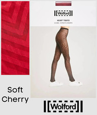 Wolford Heart Tights Size UK S Sheer Opaque 20 Denier 20 D - Soft Cherry