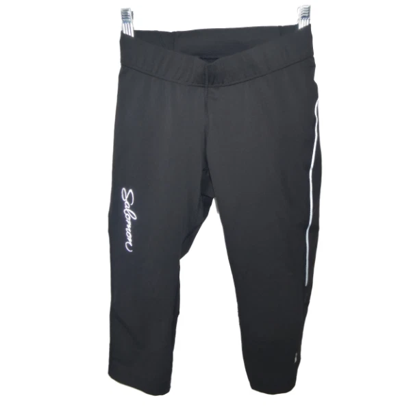 Salomon Womens Black S 24x16 ACTi lite Crop Leggings Mesh Stretch Capri Pants