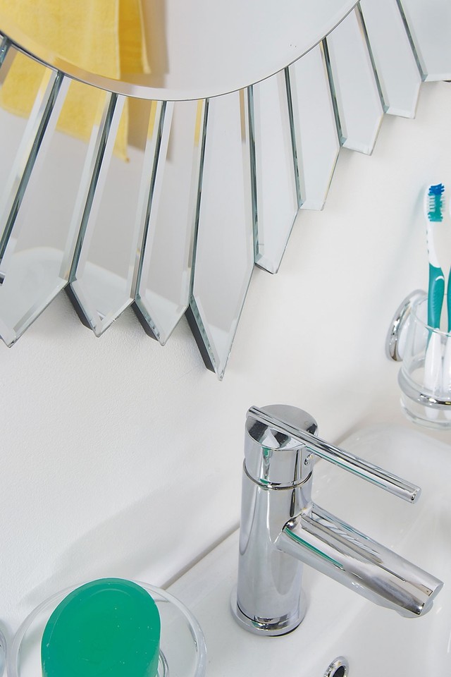 Large Wall Mirror Bathroom Modern Round Sunburst Venetian All Glass ...