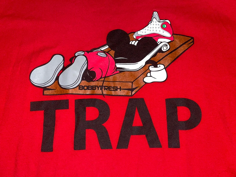 Camiseta masculina gráfica Bobby Fresh Mouse Trap vermelha tamanho GG nova sem etiquetas! - Imagem 2 de 3