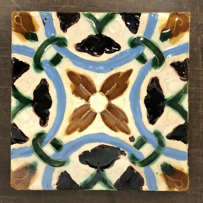 Spanish Antique Decorated Cuenca Tile