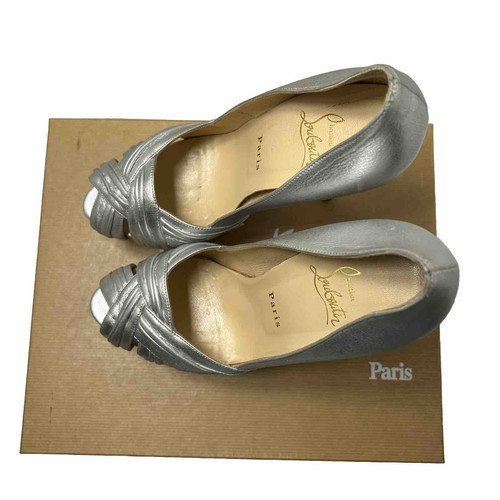 Christian Louboutin Metallic Silver Twist Platform Heels Pump Shoes Size 7.5 - Picture 7 of 12