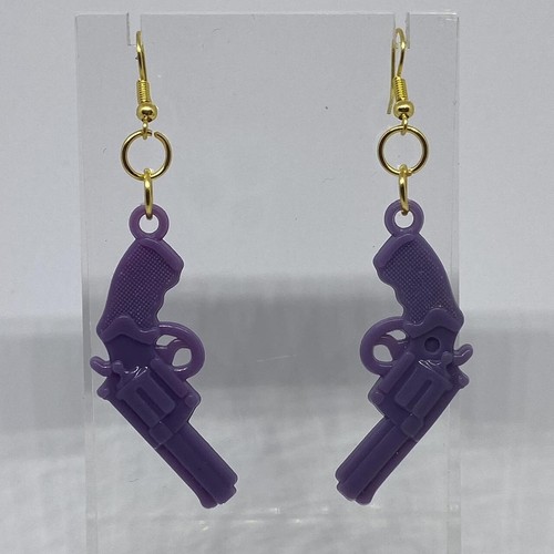 Pistol Gun Charm Earrings 7 cm long, Hooks Kitsch Unusual Hooks. Pick colour - Picture 6 of 41