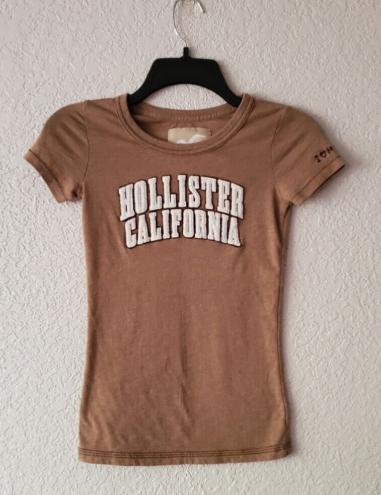 Hollister Y2K Vintage Brown letter Logo graphics shor… Gem