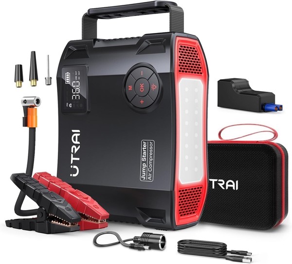 Utrai 4-In-1 Auto Starthilfe Powerbank – 5000A | 150PSI Kompressor | 27000Mah-image