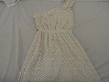 Woman's Deb Lace One Shoulder Off White Lace Dress Size Medium pre-owned 110427