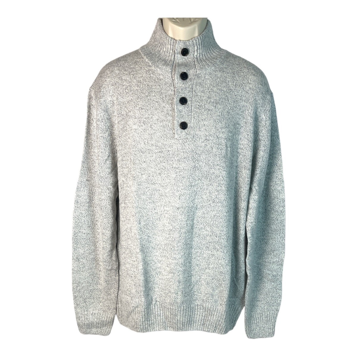 Dickies Men's Mock Neck Long Sleeve 4-Button Wool Sweater