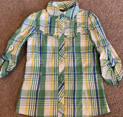Girls One Step Up Plaid Shirt 7 8 