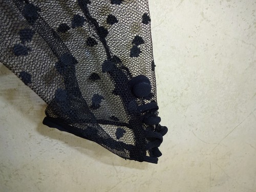 Vintage 1970s Joan Leslie by Kasper Dress M Black Gold Lace Tulle Flowers - Afbeelding 4 van 12