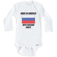 Made In America With Russian Parts Russia Flag Funny Long Sleeve Baby Bodysuit