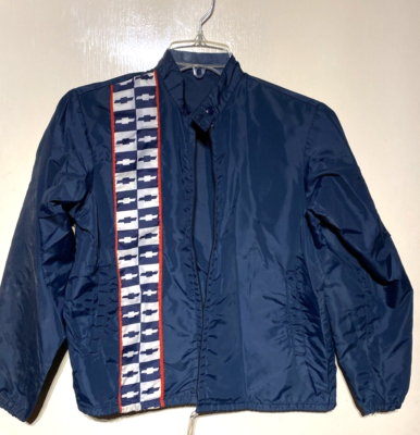 Vintage 1960s Chevrolet Windbreaker Jacket YOUTH Blue Vtg Chevy