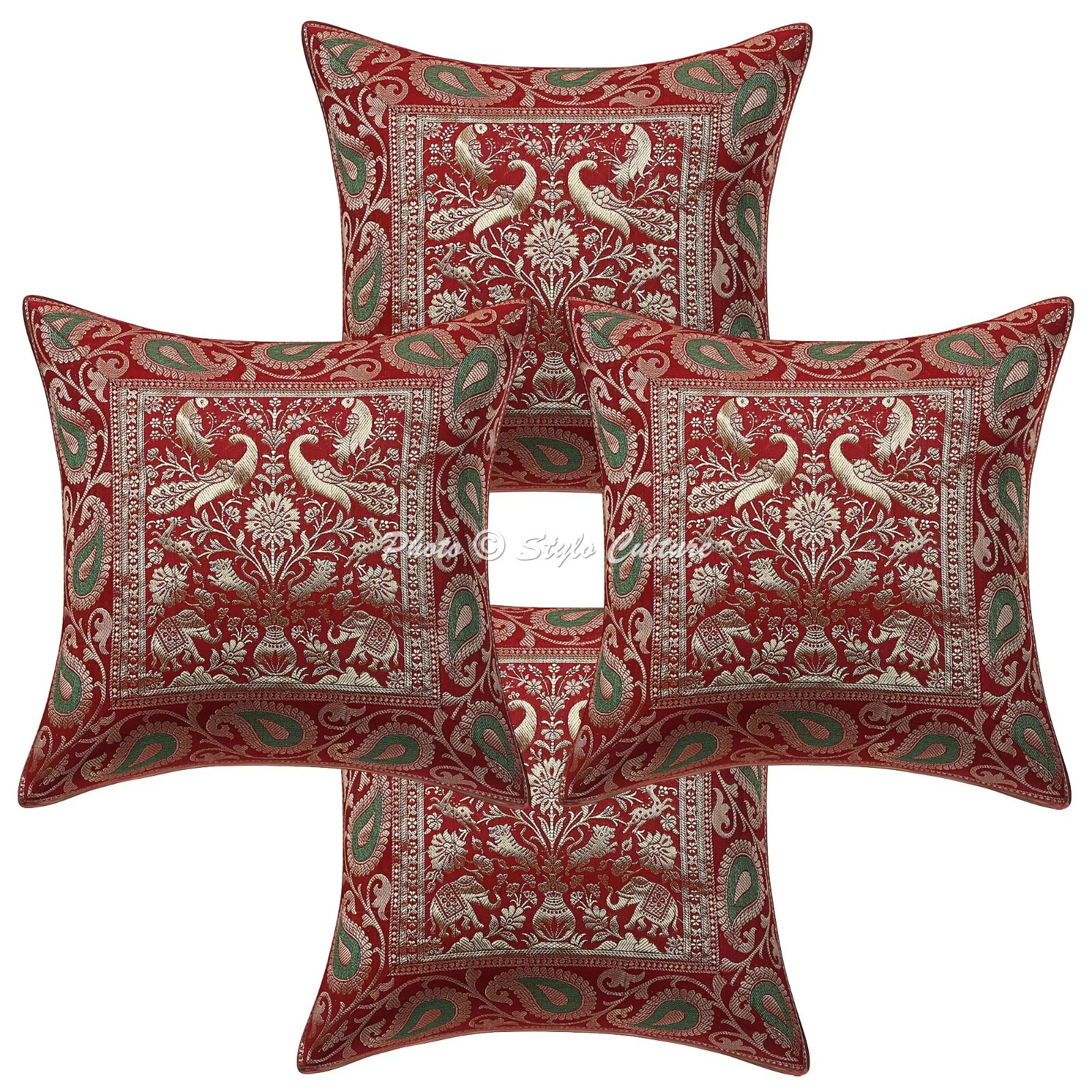 Cushion Cover Boho Brocade Jacquard 16 x 16 in Hippie Sofa Car Pillow Case