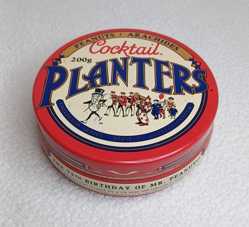 Vintage Blech Cocktail Übertöpfe Erdnüsse Der 75. Geburtstag von Mr Peanut Sammlerstück