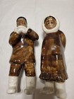 Vintage Clay Fired Couple Inuit Alaska Canada Culture Parka Man Woman Older — photo 1