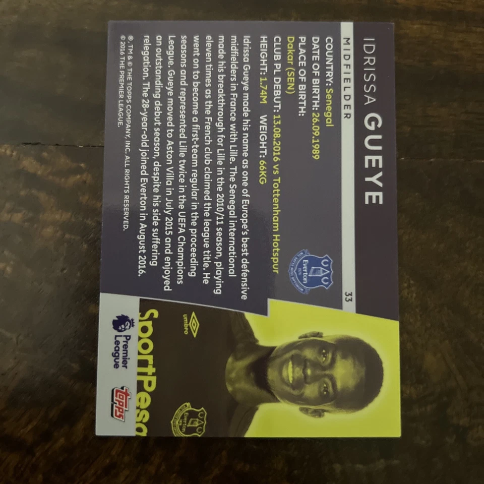 2017-18 Topps Premier League Platinum Idrissa Gueye #33 - Image 2 of 2