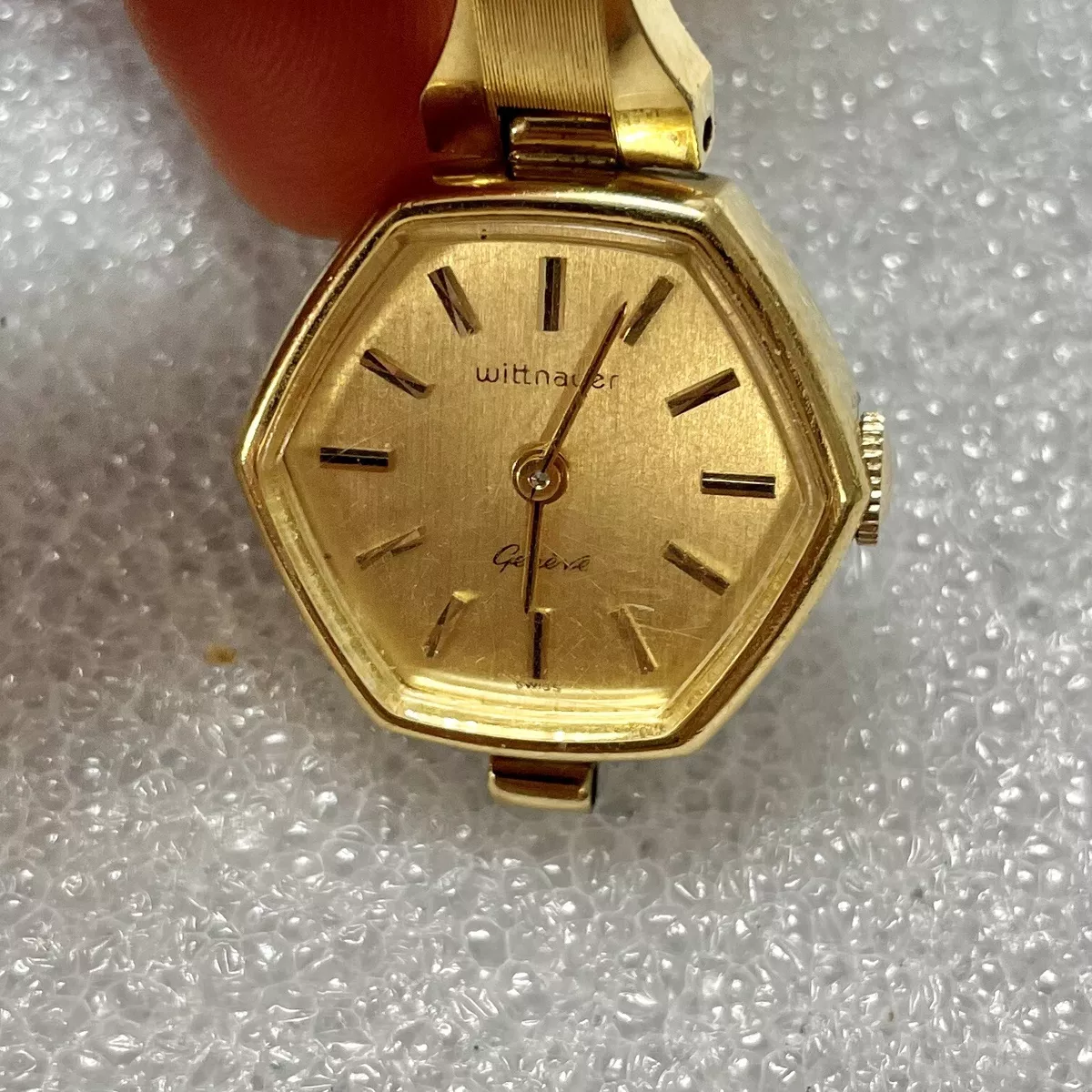 Vintage 70s Wittnauer Geneve Swiss Made Gold tone Women s Watch Hexagon WORKING
