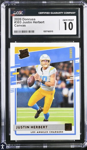 2020 Panini Donruss - Rated Rookie #303 Justin Herbert (RC) CGC GEM MINT 10