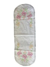 VTG embroidered dresser scarf with lace border