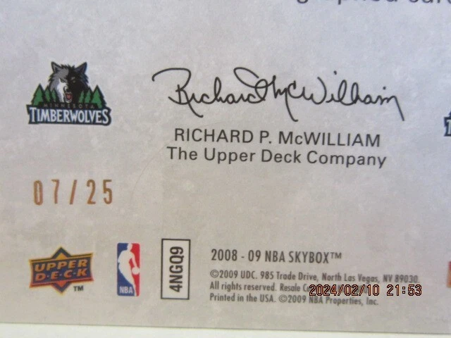 Al Jefferson/Corey Brewer 2008-09 Panini Skybox Sig Set Signatures Dual Auto#/25 Foto 3 de 3