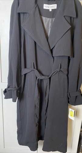 Nine West Women's Notch Collar Crepe Trench with Belt XXL - Picture 3 of 11