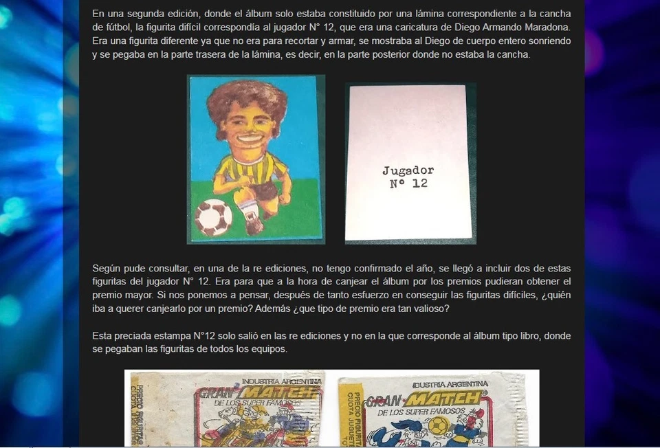 1982 Figuritas Gran Match Diego Maradona raro cartão de desenho animado Argentina #12  - Imagem 4 de 4