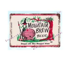 decor art 1960s Mountain Brew Beer Hatfield-McCoy Brewing Co Reading PA tin sign