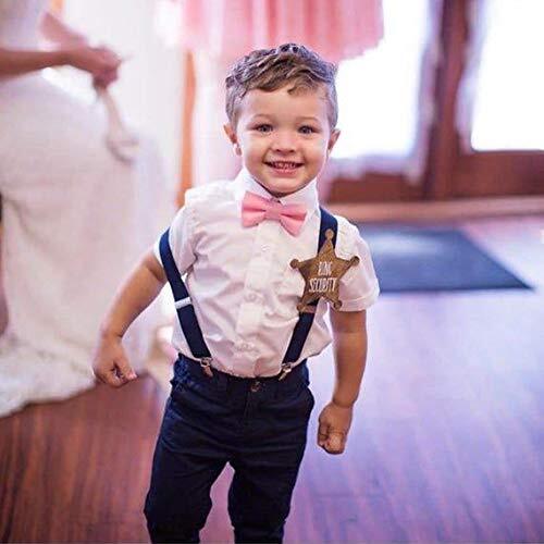 kids Boys Silk Bow Ties - Baby Pre Tied Solid Color Adjustable Bowtie Pink - Picture 4 of 7