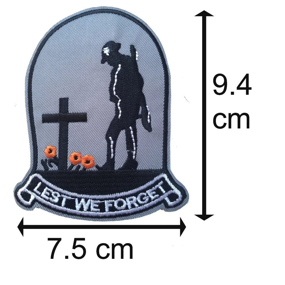 Lest we forget Iron on patch ANZAC remembrance day war WW1 WW2 iron-on patches - image 2 of 3