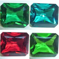 Lab Created Helenite Green Red Teal Emerald Cut (29 options) Gems since 1989 US