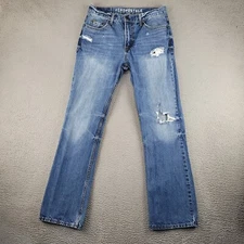 Aeropostale Jeans Mens 30X32 Blue Denim Driggs Slim Bootcut Distressed Normcore
