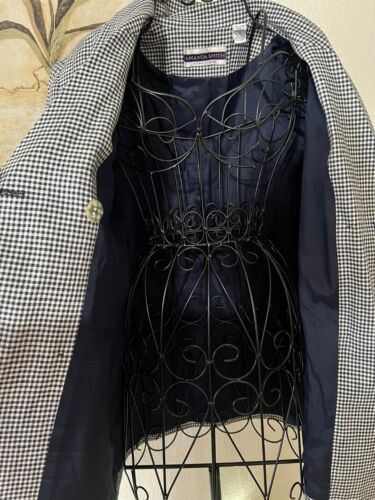 Amanda Smith Pure Linen Black&White Houndstooth Double Breasted Blazer Size 12 - Picture 7 of 17