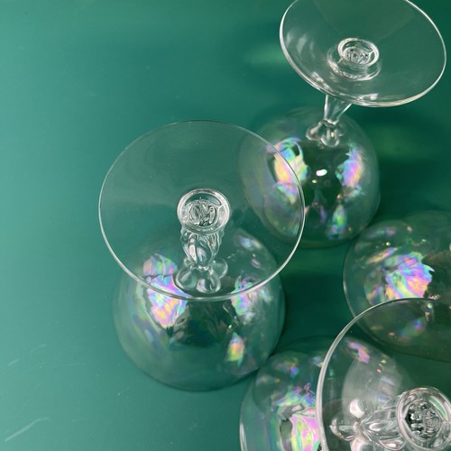4 Fostoria Drink / Sorbet Stemmed Glasses Iridescent Delicate Classy Vtg - Picture 11 of 14