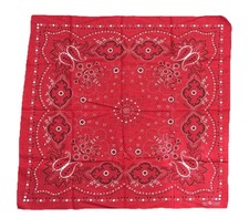 Vintage Fast Color Elephant Trunk Up Paisley RED Bandana Handkerchief Rockabilly