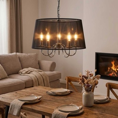 5-flammige Hängeleuchte Cima, Chrom, 5 x E14 max. 40W   Reality Leuchten