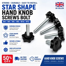 Carbon Steel Hand Knob Screws Bolt Plastic Star Shape Head Thread Clamping Thumb