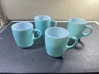 4 Vintage Hazel Atlas Coffee Mugs Turquoise