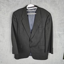 Hart Schaffner Marx Mens 46R Grey Virgin Wool Micro Check 2 Button Blazer USA