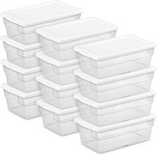 12-Pack 6 Quart Storage Boxes Stackable Clear Plastic Bins W/ Snap-On Lids