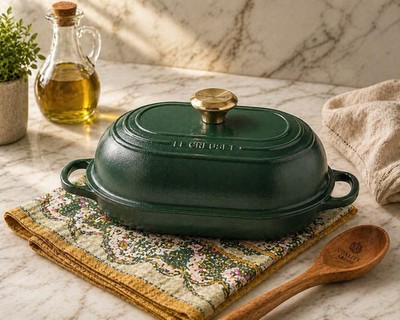 Le Creuset Oval Bread Oven 1.5 Qt Cast Iron Forêt Foret France LC Baker Pan NEW